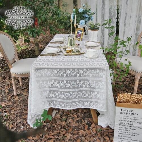 Romantic Lace Tablecloth Christmas New Year Decor Table Cloth Dinner Party Linen Cotton Lace Table Cover Home Decorations