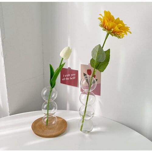 Ins Spherical Vase Bubble Glass Vase Transparent Creative Flower Holder Decorative Desktop Ornaments Nordic Vases Home Decor