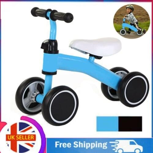 Blue Balance Bike Baby Ride Toddler Push Scooter Walker 4 Wheels Kids Training Toy Free Shipping