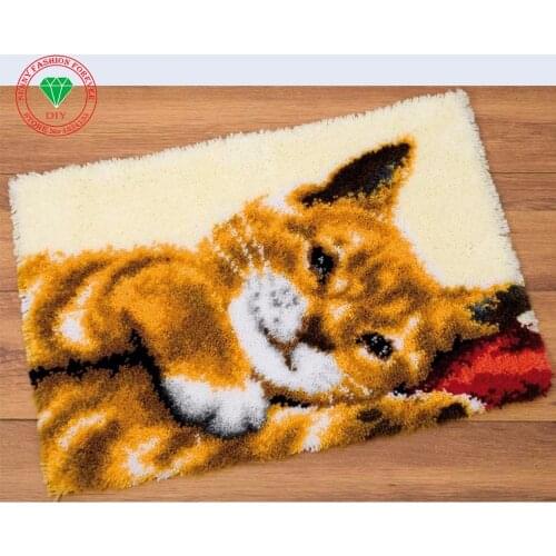 Handmade carpet Knitting needles Latch hook rug kits Cartoon Cat cross-stitch Carpet embroidery sets embroidery stitch thread