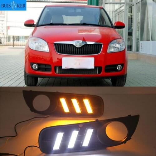 LED Daytime Running Light With Fog Lamp Cover For Skoda Superb 2008-2011,Super Brightness Waterproof ABS Car DRL 12V