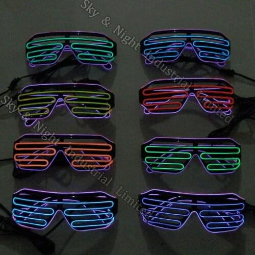 Top quality fashion el wire led glasses with Mutil color any two color can mix powered by 3V-2AA inverter with Free shipping