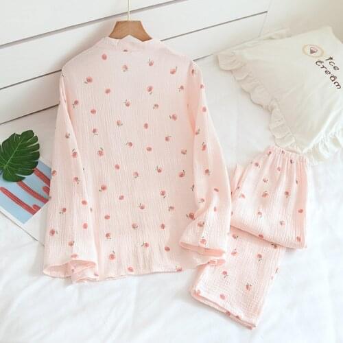 New Style Ladies Spring and Autumn V-neck Pajamas 100% Cotton Long-sleeved Home Service Thin Suit Two Piece Set Summer