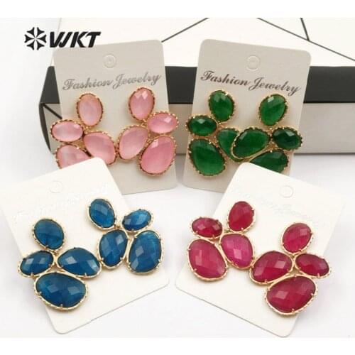 WT-E485 WKT The latest fashion girls in 2019 vintage shiny zircon earrings are hot sellers of colorful earrings