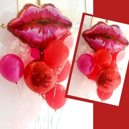 10pcs/lot Wedding Party Decorations Large Red Lips Kiss Me Foil Balloons Girls Bride Birthday Party Marriage confession Supplies
