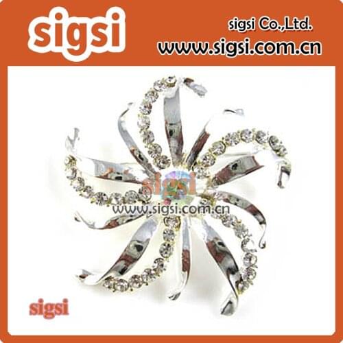 100pcs Clear Crystal Brooch Women windmill flower Rhinestone Brooch pin