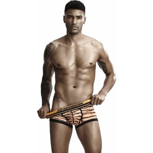 2019 Brand SEOBEAN Mens Sexy Underwear Fashion Tiger Grain Digital Animal Printed Low Waist Push Up Boxers Male boxer shorts