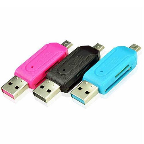 2in1 lecteur de carte Micro USB OTG pour Android PC universel USB TF/SD lecteur de carte Extension de téléphone écouteurs Micro