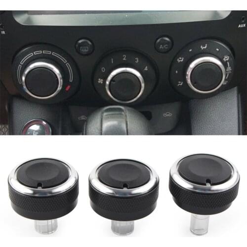 3Pcs/Set Car Switch Knob Heater Climate Control Button Dials Frame A/C For Mazda 2 MK1