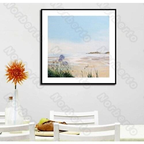 Watercolor Pictures Canvas Painting Wall Posters Large Riverside Around Wild Flowers and Weeds for Home Rooms Decoration