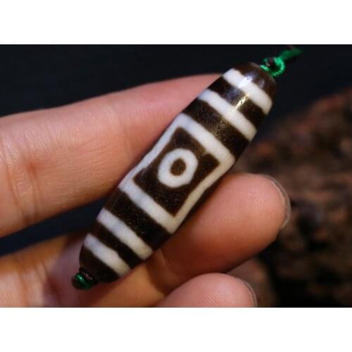AL Treasure Magic Power Tibetan old Agate 2 eye HEAVEN&EARTH dZi Bead Amulet Pendant Talisman Timestown UPD21Asw
