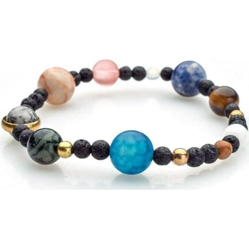 National Wind Bracelet Universe Eight Planets Couples Bracelet Natural Stone Beaded Bracelet Men Women Friend Gift Charm Jewelry