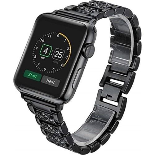 Crystal Diamond Stainless Steel Wrist Strap For Apple Watch 44/42/40/38mm Deluxe Metal Wristband for I Watch Series 4/3/2/1