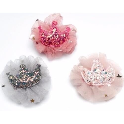 Boutique ins 15pcs Fashion Cute Glitter Star Lace Tiaras Hairpins Solid Crown Hair Clips Hair Accessories Princess Headwear