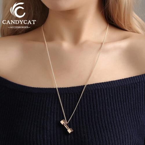 Statement Dumbbell Pendant Necklace Chain For Women Men Simple Creative Unisex Charm Necklaces Fashion Jewelry Birthday Gifts