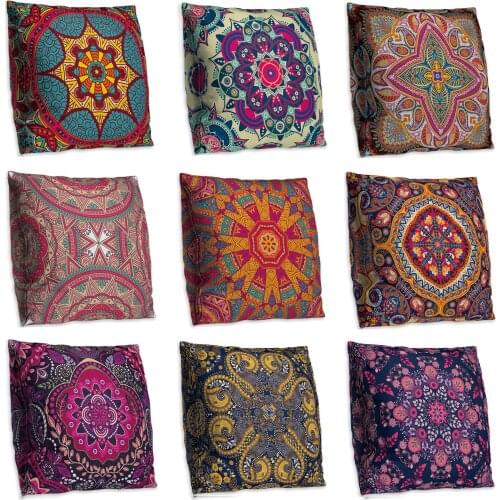 Mandala Printing Cushion Cover India Mandala Polyester Decorative Pillowcase Home Accessories Sofa Pillow Case almohada
