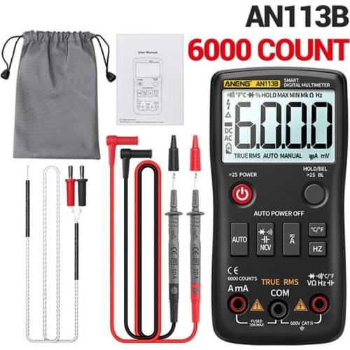 Digital Multimeter True RMS with Temperature Tester 6000 Counts Auto-Ranging AC/DC Transistor Voltage Meter