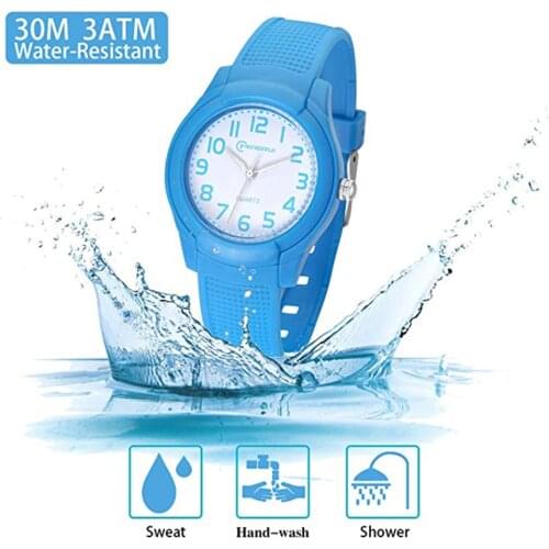 Kids Watches Children Analogue Quartz For Boys Girls Waterproof Time Teach Wristwatches Color Dial Soft Band Wrist Sport Outdoor