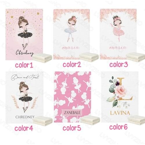 LVYZIHO Ballerina Dance Girl Custom Name Baby Blanket -30x40 / 48x60 / 60x80 Inches - Flannel Fleece Blanket