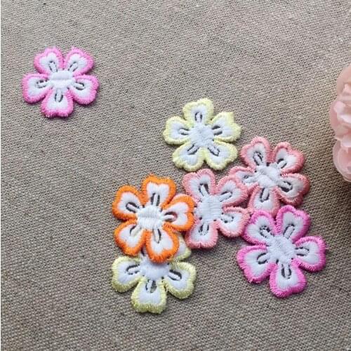 20 Pieces Flower Handmade Embroidered Lace Trim Ribbon Floral Lace Applique Dress DIY Sewing Craft 3.3cm