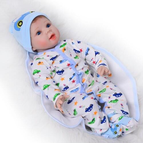 22 ''Lifelike Reborn Baby Doll Soft Silicone Vinyl 55 cm Newborn Babies Toys Realistic Doll Smile Baby Doll Menino Xmas Present