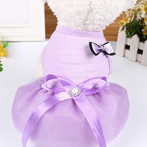 Summer Bowknot Design Party Wedding Dog Puppy Princess Dress Pet Skirt Costume Pets Clothing платье для собак