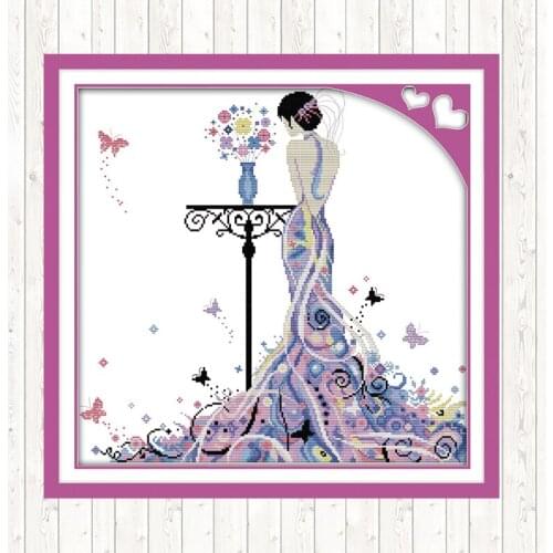 Madame Butterfly Cross Stitch Patterns Printed Canvas 14CT Embroidery Painting DIY Handmade Needlework Kit 11CT Cross Stitch Set