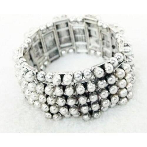 Fashion women jewelry items metal anti silver plated zinc alloy elastic stretch bracelets