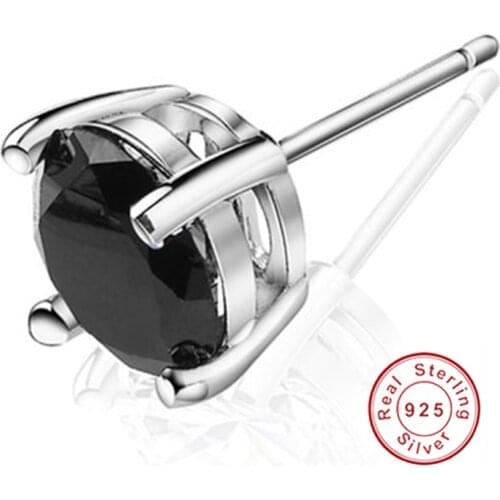 2019 New Fashion 4 Claws Black Crystal Men Statement Men Earrings 100% Sterling Silver Man Jewelry Stud Earrings, Fast Shipping