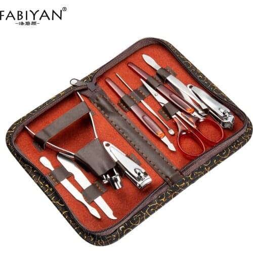 Stainless Steel Kit Manicure Nail Art Cuticle Clippers Nipper Scissors Cleaner Grooming Case Tool Set 3/10in1 Pedicure