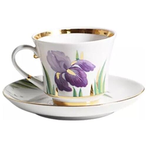 Japanese Coffee Cup Set Modern Unbreakable Porcelain Afternoon Tea Cup Gold Rim White Filizanki Do Kawy Kitchen Supplies QAB50BZ