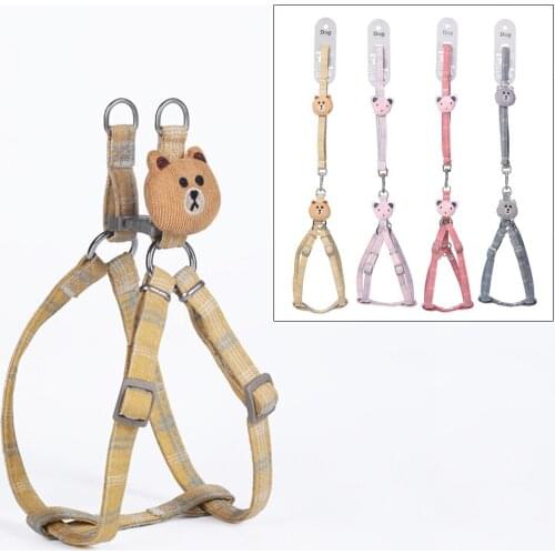 Pet Harness Vest and Leash Set Cute Cartoon Cat Dog Chest Back Strap Small Pets Harnesses Collar Puppy Walking Traction Rope