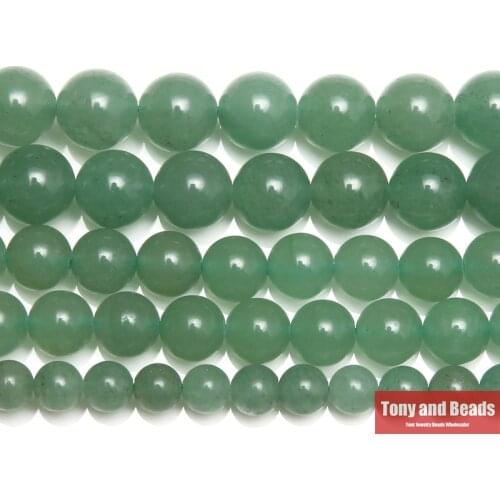 Natural Stone Green Aventurine Round Loose Beads 15" Strand 4 6 8 10 12 14MM Pick Size For Jewelry Making AB15