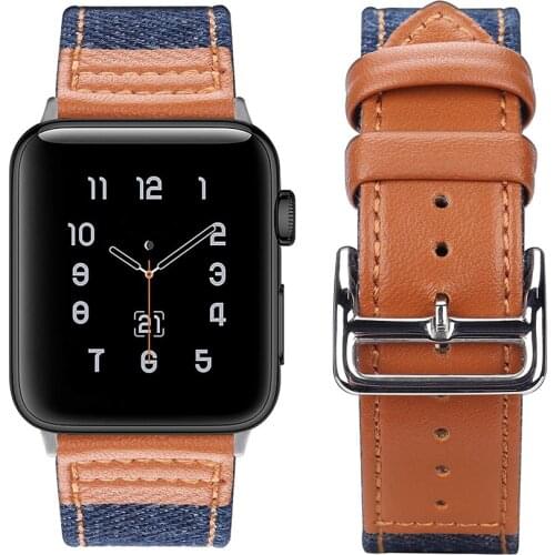 Nylon Leather watchband for apple watch band 44 mm 42MM Iwatch series 5 4 3 2 1 accessories 38MM 40MM Smartwatch Bracelet straps