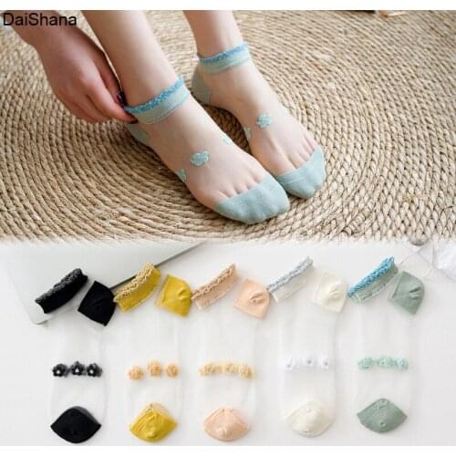 5 Pairs Women Socks Summer New Female Candy Color Happy Socks Cute Flowers Socks Thin Breathable Girls Ladies Ankle Socks 35-40