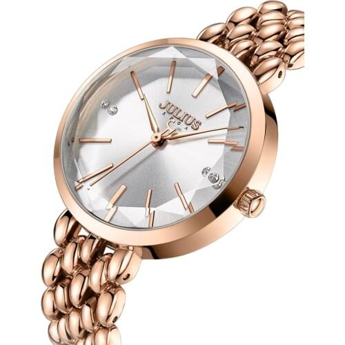 New Elegant Cutting Womens Watch Japan Mov't Lady Hours Fine Fashion Metal Bracelet Clock Girls Cute Gift Julius Box 1193