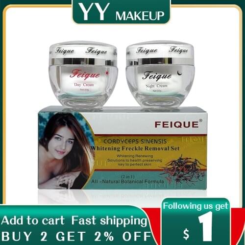 Wholesale New Arrival FEIQUE cordyceps sinensis whitening anti freckle cream 20g+20g facial cream 4sets/lot face care