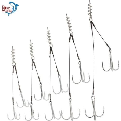RoseWood Newest 1pcs Fishing Pike Rig Hook High-Carbon Steel Trebles Hook Fishhooks Connector For Big Pike Soft Lures