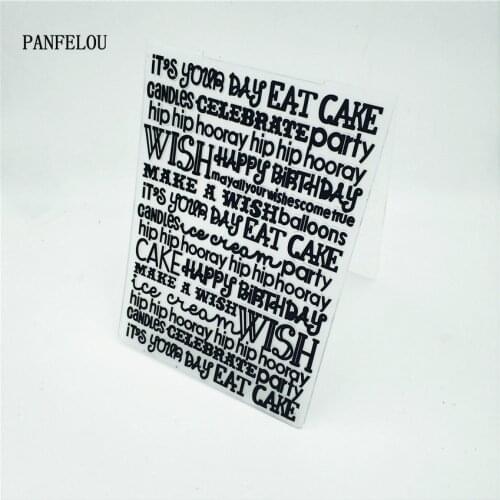 PANFELOU The Birthday wishes Embossing folders Plastic For Scrapbooking DIY Template Fondant Cake Photo Album Card Making