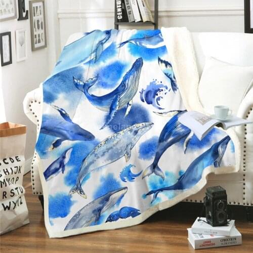 Cartoon Dolphin Throw Blanket 3D Print Fleece Blankets For Beds Home Textiles Luxury Adult Gift Warm Bedspread Fashoin Animal
