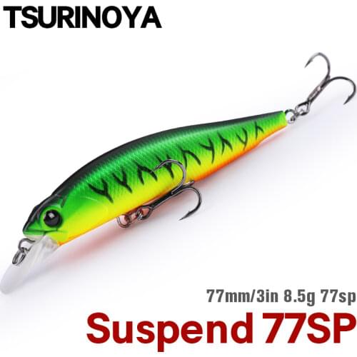 TSURINOYA 77SP Jerkbait Suspending Minnow Fishing Lure DW101 77mm 8.5g 0.7-0.9m Pike Bass Artificial Hard Baits Wobbler Lures