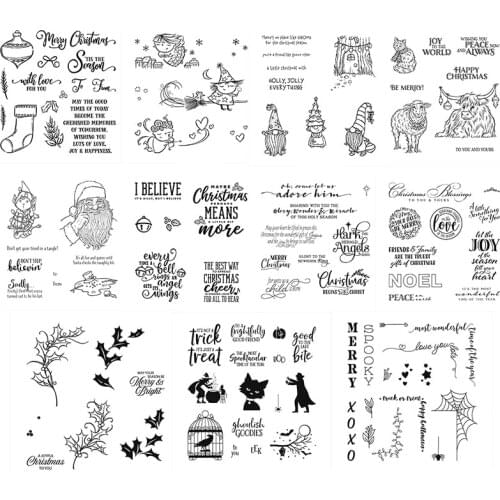 Christmas Wishes Halloween Trick BOO XOXO Transparent Silicone Clear Stamps For DIY Scrapbooking Craft Cards Making Stamp 20A