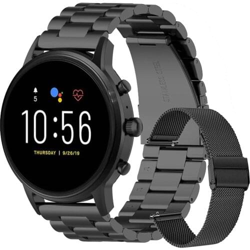 22MM Stainless Steel Strap For Fossil Gen 5 Carlyle HR/Julianna HR Bands For Fossil Sport 43MM / Q Explorist HR Gen 4 Belt Band