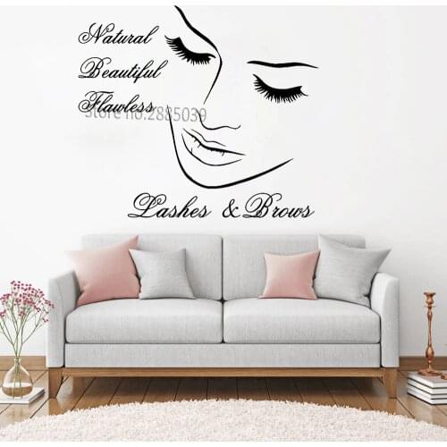 Eyelashes Wall Decal Lashes&Brows Decals Wall Stickers For Girls Room Lashes Decal Beauty Salon Shop Wallpapers Decor Hot LC879