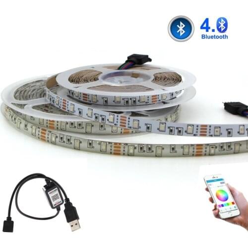 Bluetooth 4.0 RGB Music LED Strip Light 3528 5M 1M 2M 3M Diode Tape Flexible Neon Ledstrip Ribbon LED Strip USB 5V TV Backlight