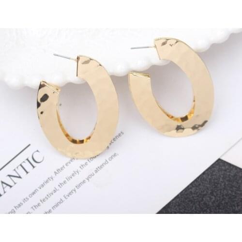 New Fashion Bijoux Gold U Shape Big Stud Earrings For Women Wedding Jewelry Brincos Wholesale Earing Girl Gift