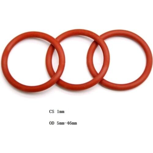 Silicone O-Ring Food Grade Seal Washer Red Rubber O Ring OD 4mm- 46mm CS 1mm