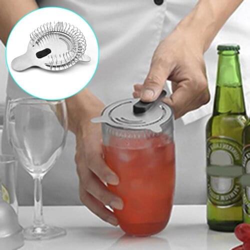 Strainer Ergonomic Double-ear Design Stainless Steel Dense Springs Hollow Cocktail Strainer for Cocktail Barware Kitchen Tools