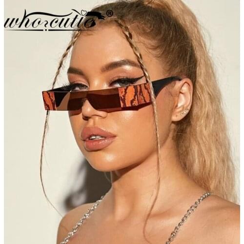Vintage Inspired Snakeskin Rectangle Sunglasses Women Men 2020 Brand Design Wide Frame One Piece Sun Glasses Female Shades S272