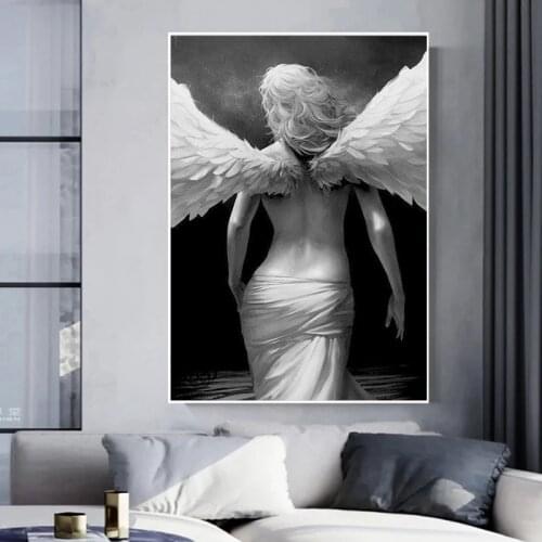 Modern Golden Color Angel Canvas Painting Posters and Prints Cuadros Wall Art Pictures for Living Room Home Decoration Unframed